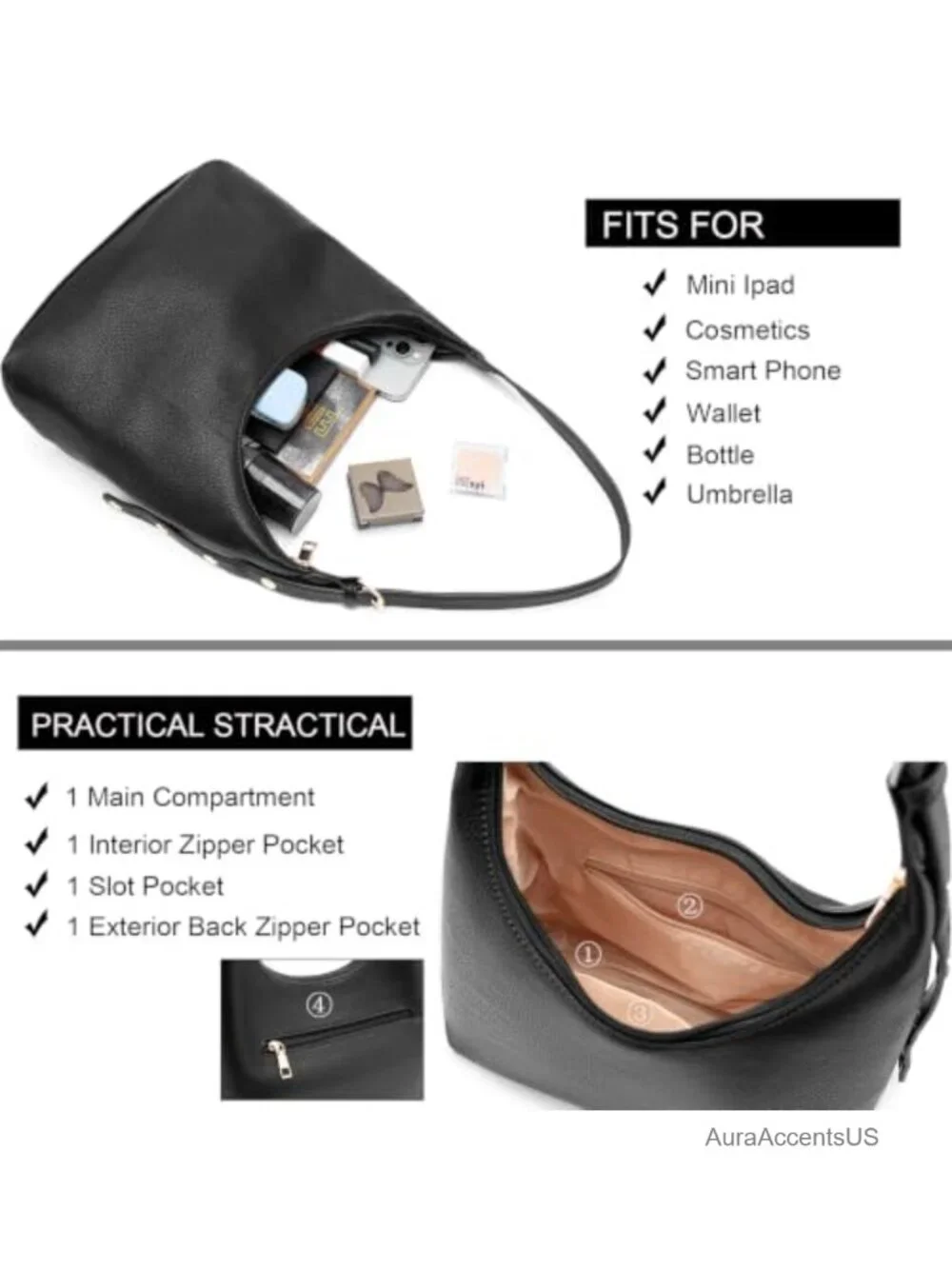 Crescent Tote Bag for Women Cute Hobo Handbag Crossbody Purse 2 Adjustable